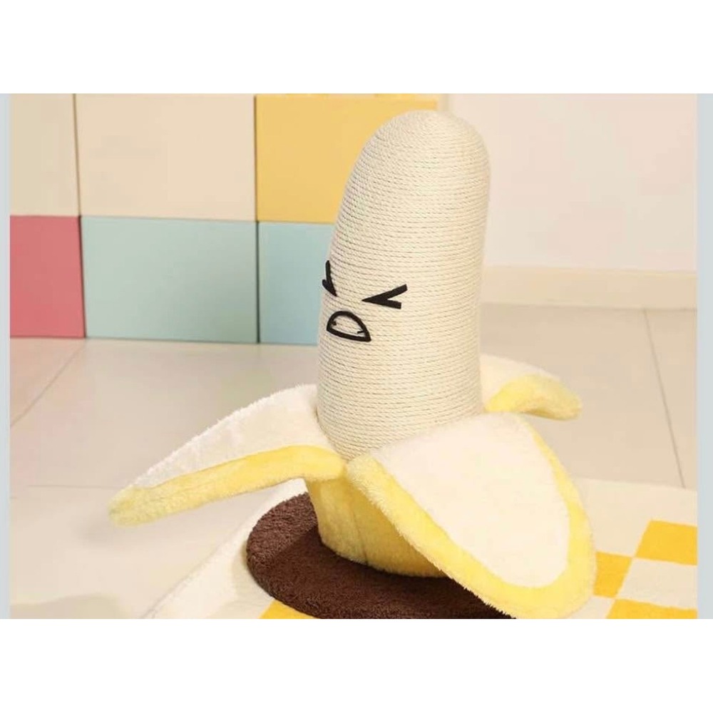 Plush Banana Cat Scratching Post - Yellow/Cream - Picture 3 of 4
